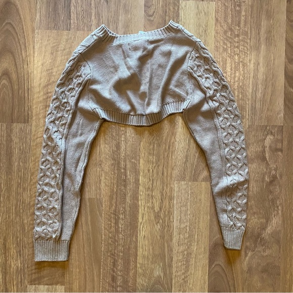 Anthropologie Two-Piece Bolero Knit Shrug and Camisole in Taupe / Camel - Picture 6 of 6